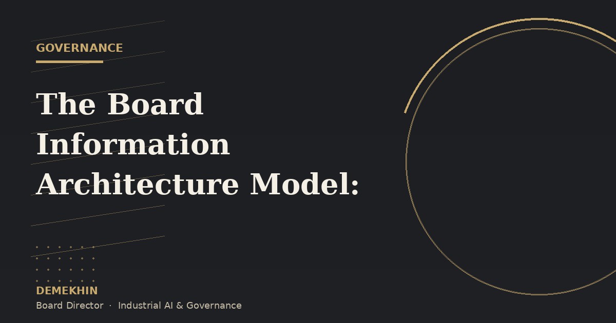 The Board Information Architecture Model: Getting the Right Information to the Right Directors